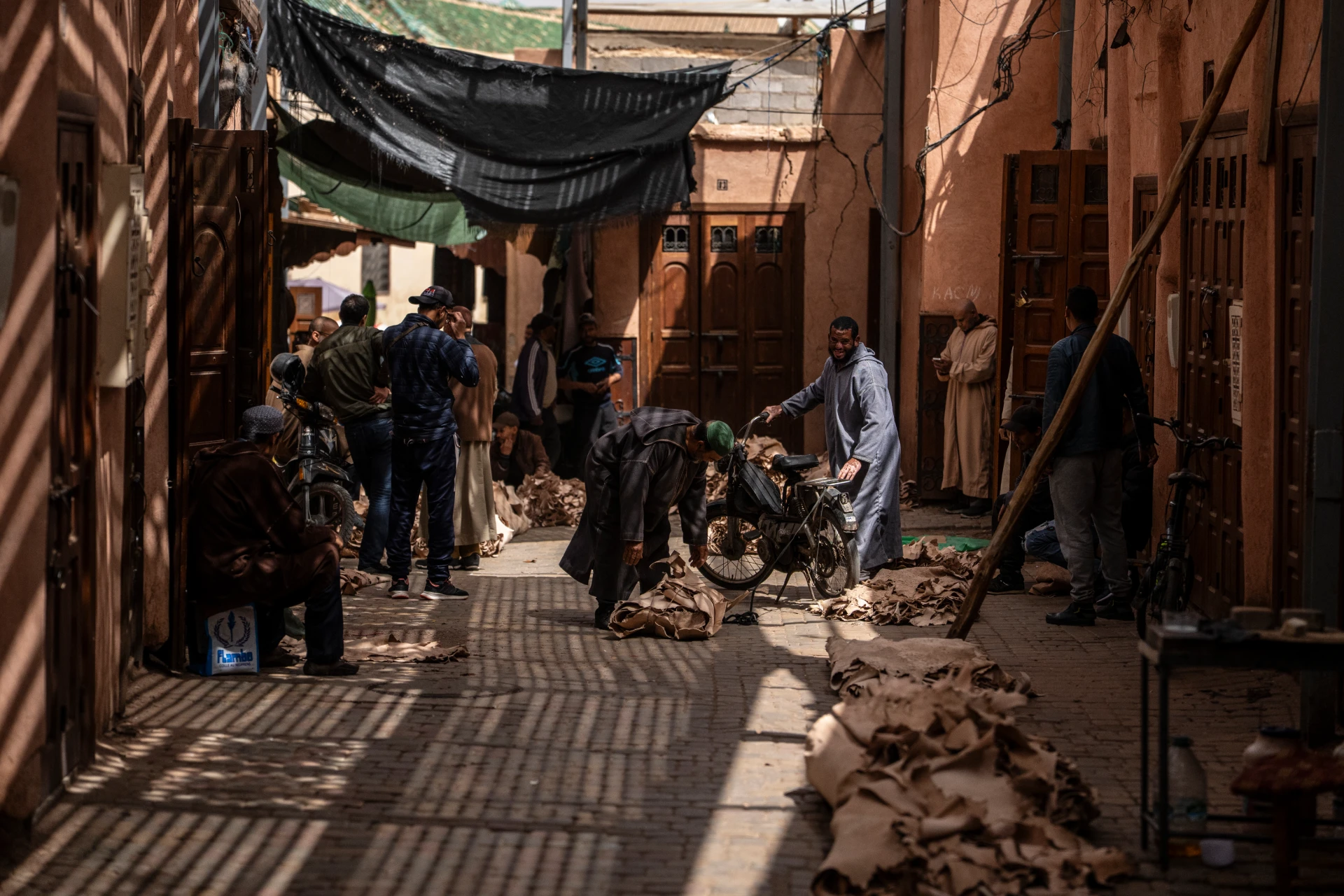 A quiet lane in the Marrakech souk in the morning
